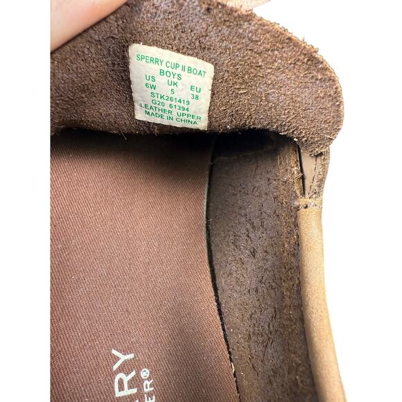 Sperry Top-Sider Gold Cup Shoes Boys Size 6w Brown Leather 2-Eye Boat Casual - Picture 4 of 5